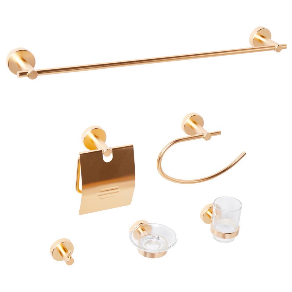 ZARUMA – 6-delige badkamer hardware set – Goud – Aluminium