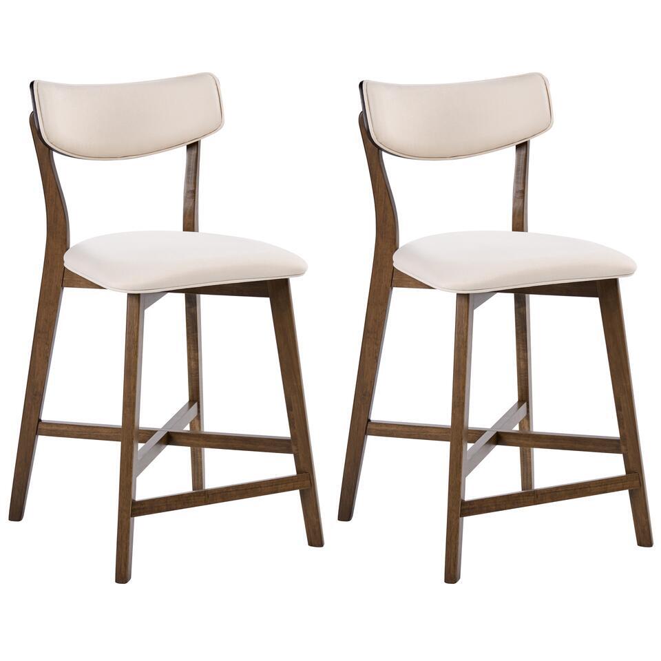 YUMA – Barstoelen set van 2 – Bruin/Gebroken wit – Rubberhout