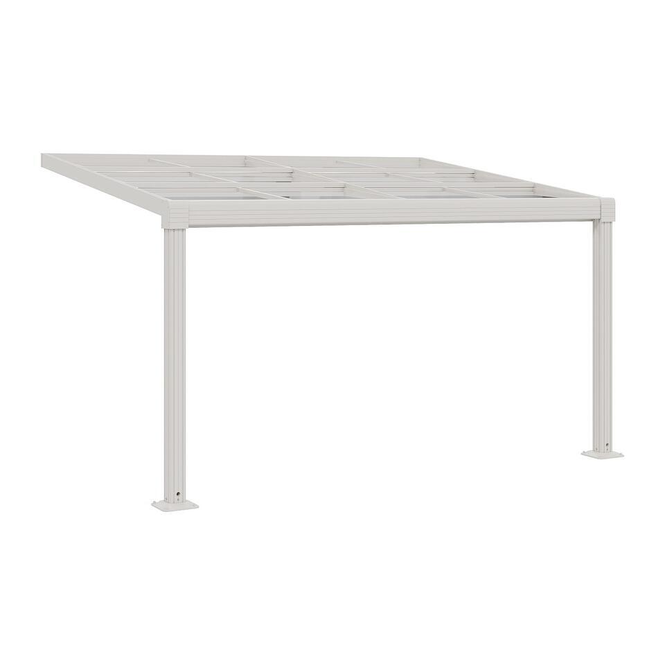 Aanleunende pergola IZEDA – – Wit Kunststof, Metaal