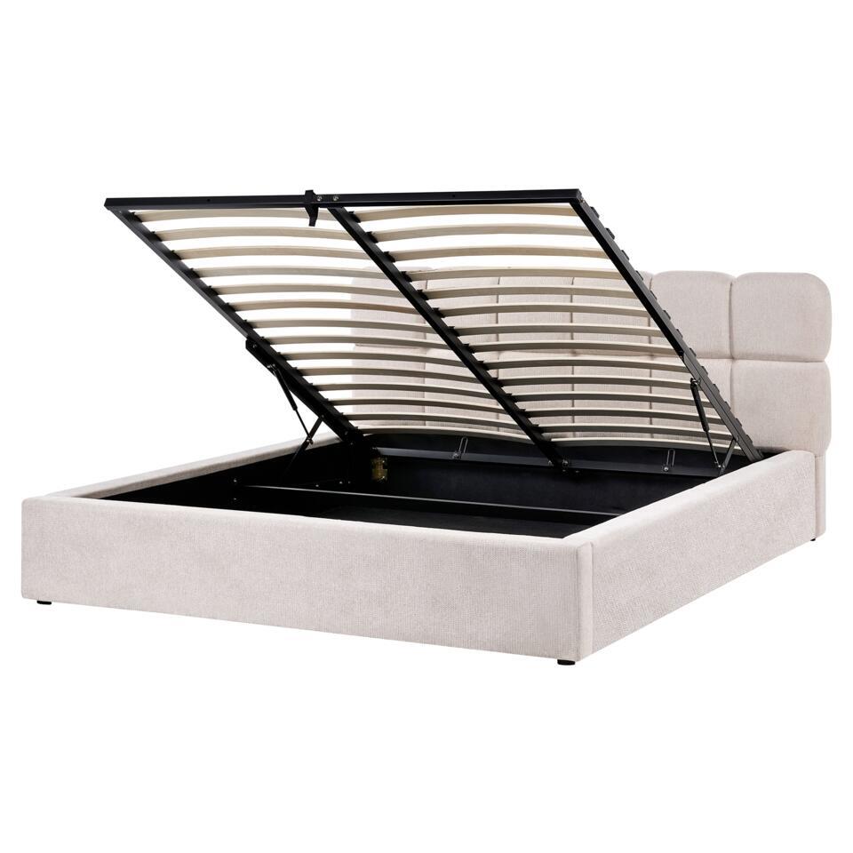 BASTON – Bed met opbergruimte – Lichtbeige – 160 x 200 cm – Polyester