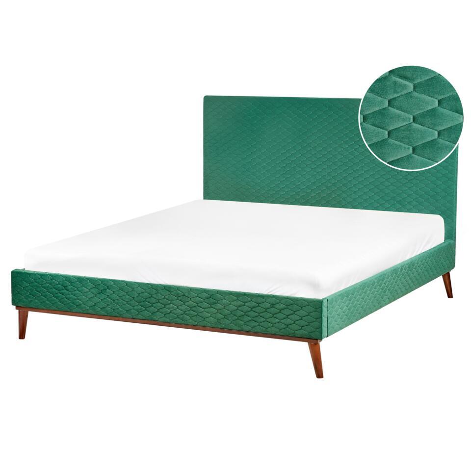 BAYONNE – Tweepersoonsbed – Donkergroen – 160 x 200 cm – Fluweel