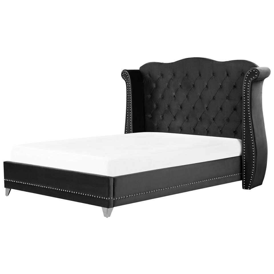 AYETTE – Tweepersoonsbed – Zwart – 180 x 200 cm – Fluweel