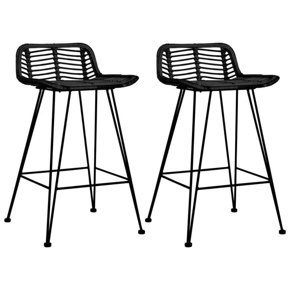 vidaXL – Barstoel – Zwart – Rattan – 2 stuks