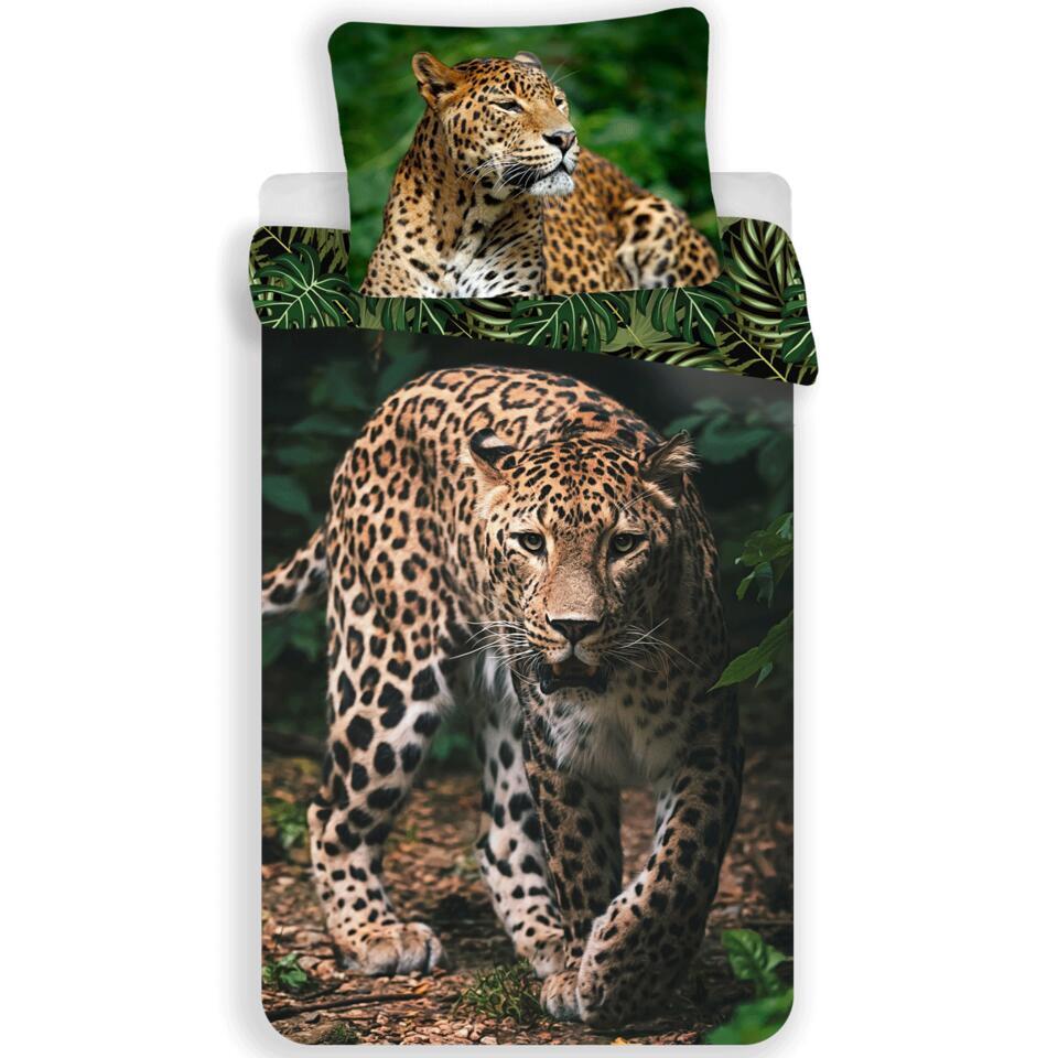 Animal Pictures Dekbedovertrek Luipaard – Eenpersoons – 140 x 200 cm – Groen