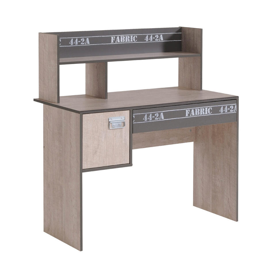 Bureau Fabric – eikenkleur/grijs – 114,1×107,9×56,4 cm