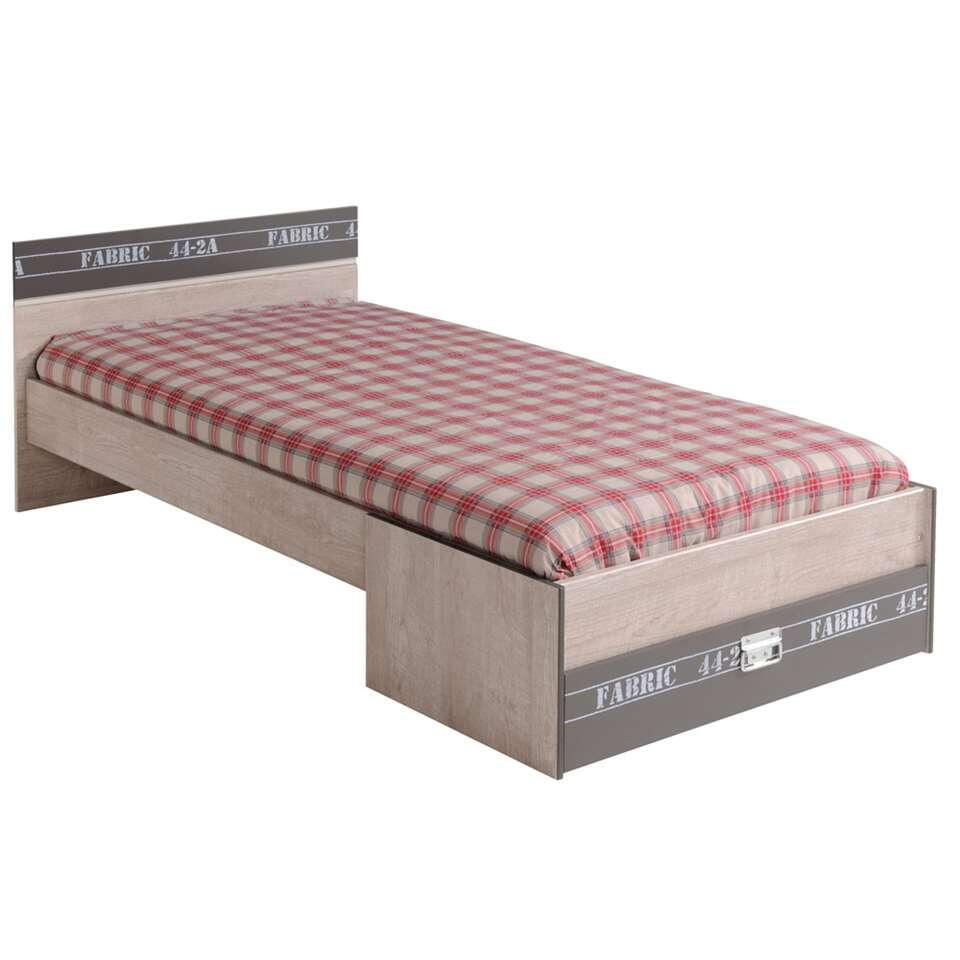 Bed Fabric – eikenkleur/grijs – 65,8×98,6×207,2 cm