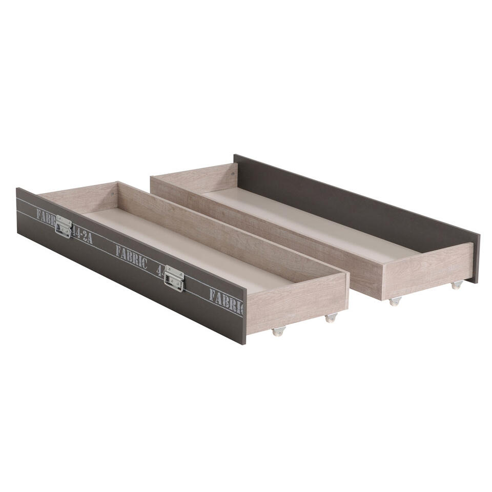 Ladenset Fabric – grijs/eikenkleur – 18,4×42,4×148,6 cm